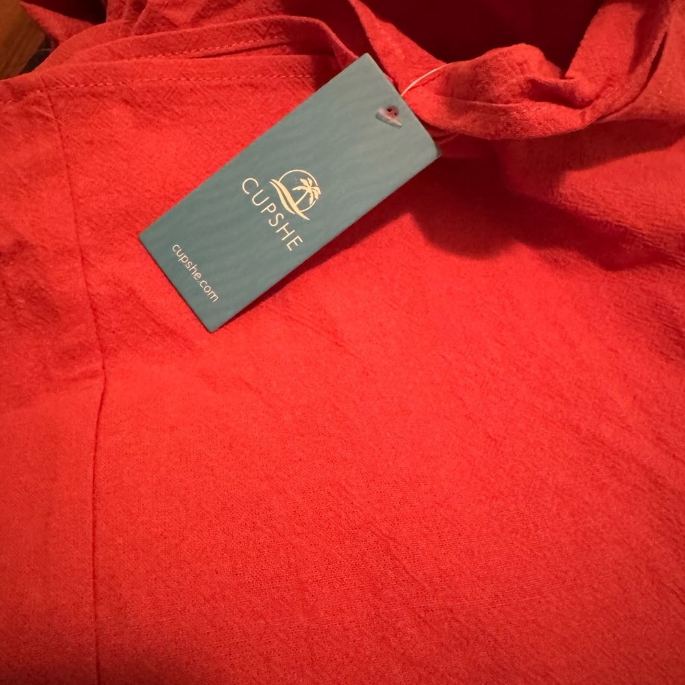 NWT Women’s Rust Square Neck Sleeveless Maxi Beach Dress Brick color 100% Cotton - Picture 4 of 4